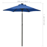 Garden Parasol with LED Lights Azure Blue 200x211 cm Aluminium - Extra Image