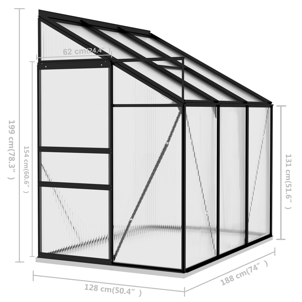Greenhouse Anthracite Aluminium 3.97 m?