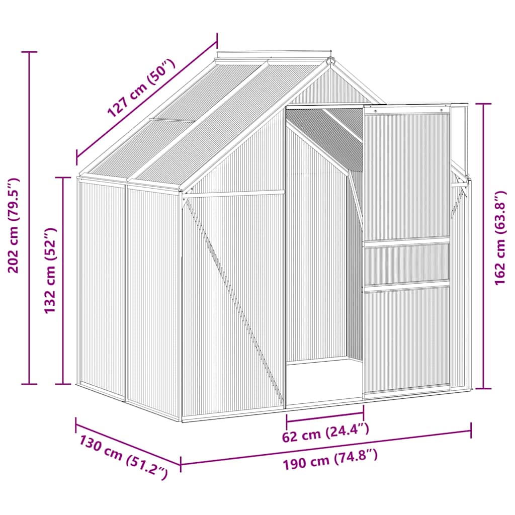 Greenhouse Anthracite Aluminium 2.47 m²