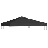 2-Tier Gazebo Top Cover 310 g/m² 3x3 m Black - Front View