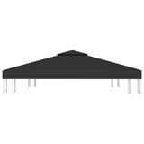 2-Tier Gazebo Top Cover 310 g/m² 3x3 m Black - Side View