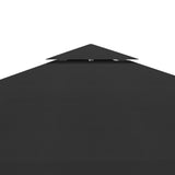 2-Tier Gazebo Top Cover 310 g/m² 3x3 m Black - Top-Down View
