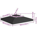 2-Tier Gazebo Top Cover 310 g/m² 3x3 m Black