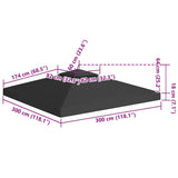 2-Tier Gazebo Top Cover 310 g/m² 3x3 m Black - Close-Up Angle