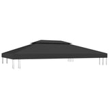 2-Tier Gazebo Top Cover 310 g/m² 4x3 m Black - Front View