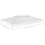 2-Tier Gazebo Top Cover 310 g/m² 4x3 m White
