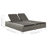 Double Sun Lounger Poly Rattan Grey - Close-Up Angle