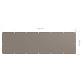 Balcony Screen Taupe 90x300 cm Oxford Fabric - 45-Degree Angle