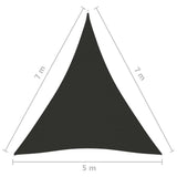 Sunshade Sail Oxford Fabric Triangular 5x7x7 m Anthracite - Close-Up Angle