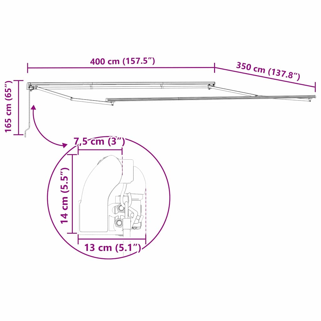 Awning Manual White 4 x 3.5 m Metal