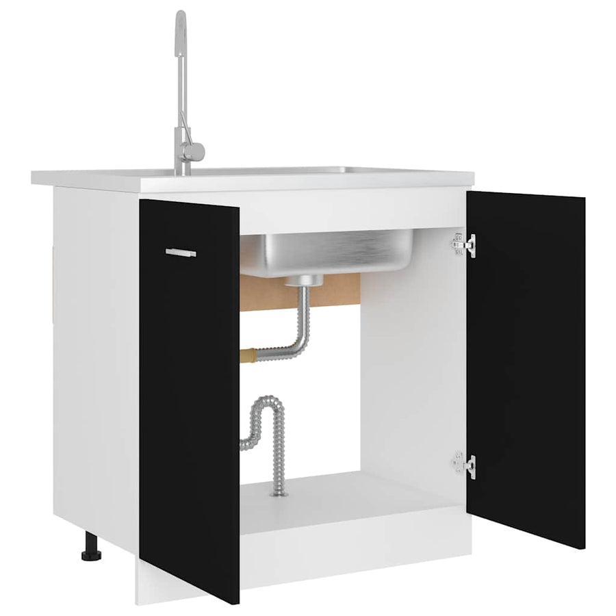 Sink Bottom Cabinet Lyon Black 80x46x81.5 cm Engineered Wood