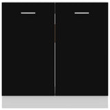 Sink Bottom Cabinet Lyon Black 80x46x81.5 cm Engineered Wood - Rear View