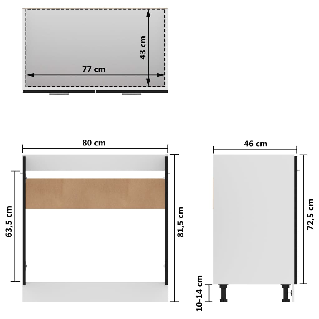 Sink Bottom Cabinet Lyon Black 80x46x81.5 cm Engineered Wood