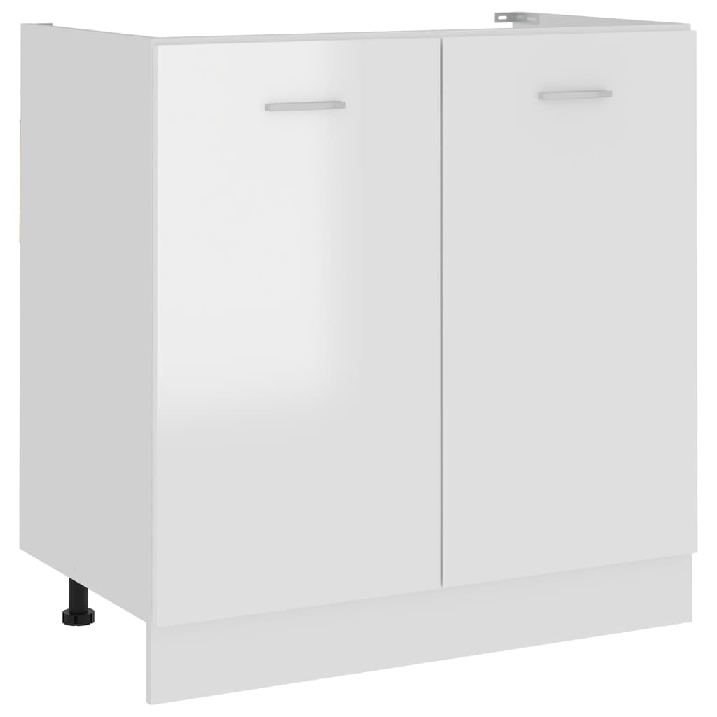Sink Bottom Cabinet Lyon High Gloss White 80x46x81.5 cm Engineered Wood