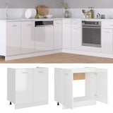 Sink Bottom Cabinet Lyon High Gloss White 80x46x81.5 cm Engineered Wood - Front View