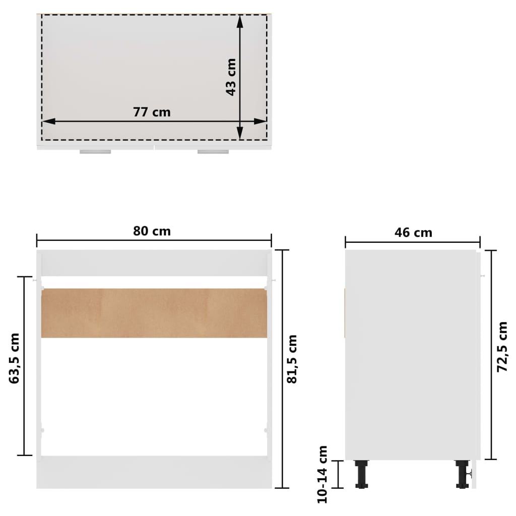 Sink Bottom Cabinet Lyon High Gloss White 80x46x81.5 cm Engineered Wood