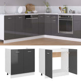 Sink Bottom Cabinet Lyon High Gloss Grey 80x46x81.5 cm Engineered Wood - Front View