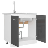 Sink Bottom Cabinet Lyon High Gloss Grey 80x46x81.5 cm Engineered Wood
