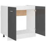 Sink Bottom Cabinet Lyon High Gloss Grey 80x46x81.5 cm Engineered Wood