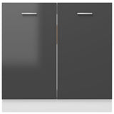 Sink Bottom Cabinet Lyon High Gloss Grey 80x46x81.5 cm Engineered Wood