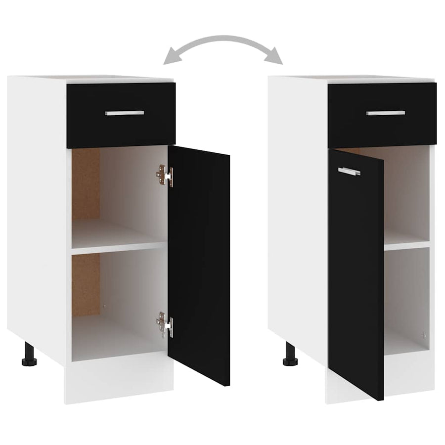 Drawer Bottom Cabinet Lyon Black 30x46x81.5 cm Engineered Wood