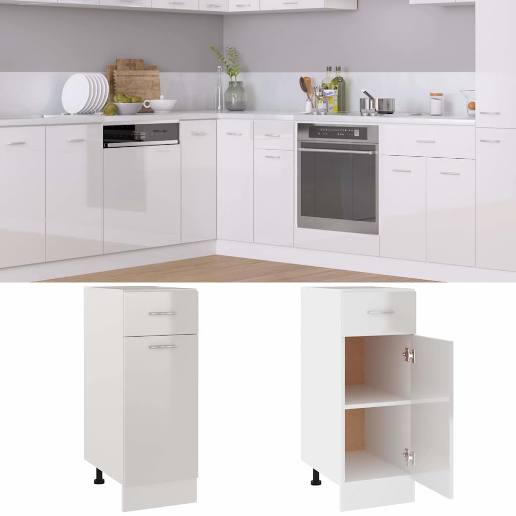 Drawer Bottom Cabinet Lyon High Gloss White 30x46x81.5 cm Engineered Wood