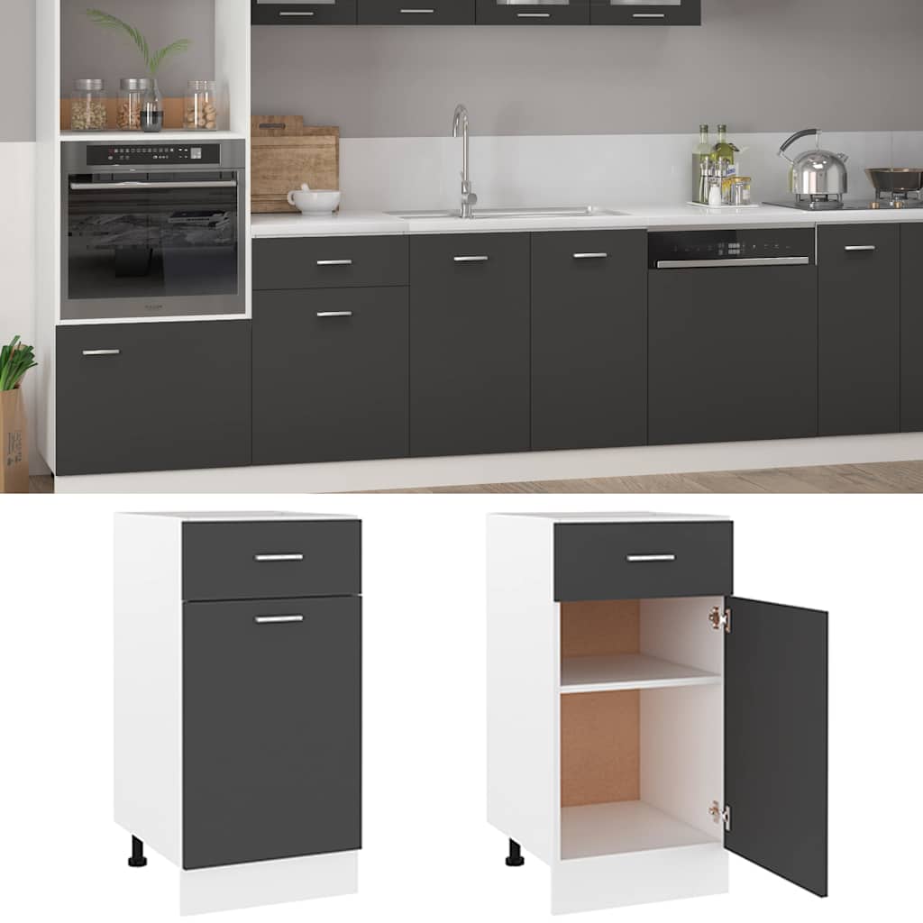Drawer Bottom Cabinet Lyon Grey 40x46x81.5 cm Engineered Wood