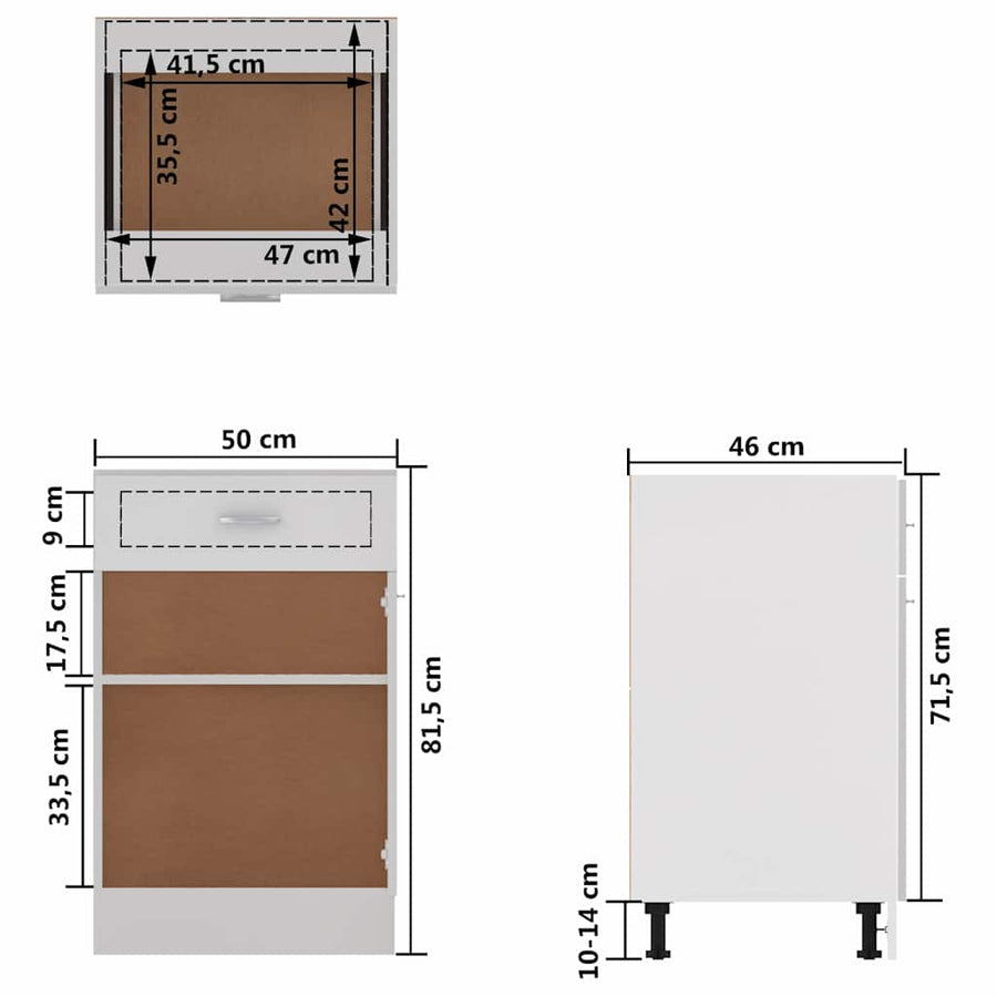 Drawer Bottom Cabinet Lyon White 50x46x81.5 cm Engineered Wood