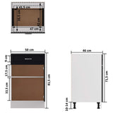 Drawer Bottom Cabinet Lyon Black 50x46x81.5 cm Engineered Wood - Extra Image