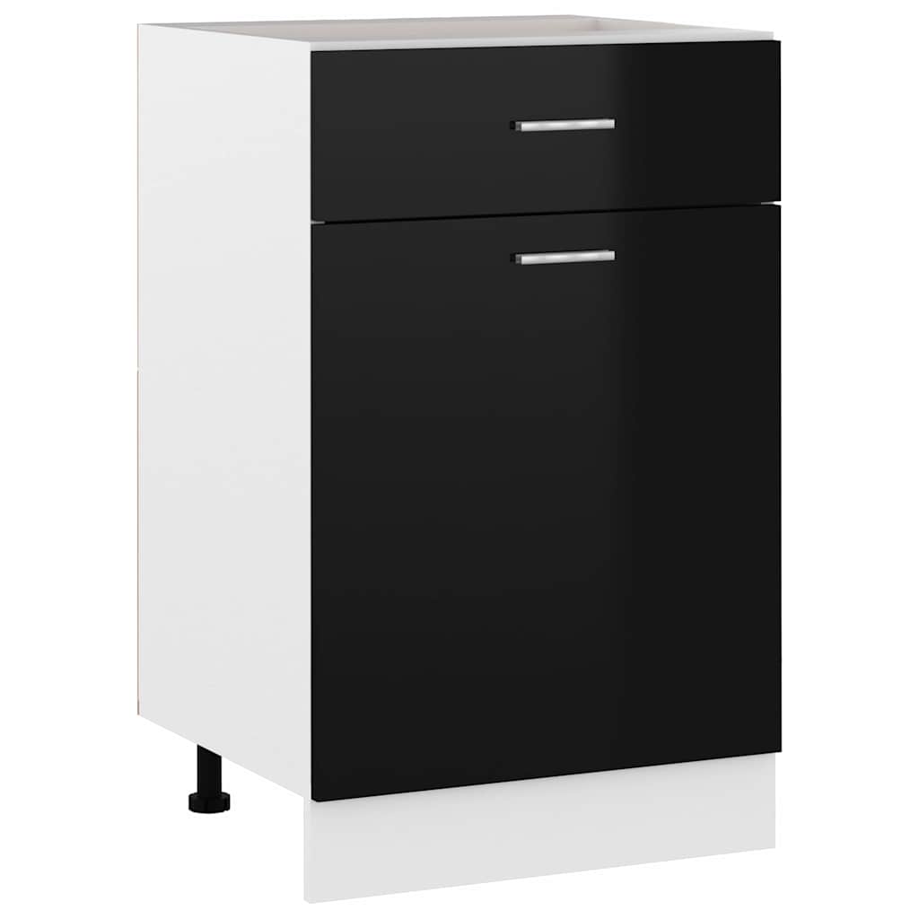 Drawer Bottom Cabinet Lyon High Gloss Black 50x46x81.5 cm Engineered Wood