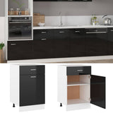 Drawer Bottom Cabinet Lyon High Gloss Black 50x46x81.5 cm Engineered Wood - Front View