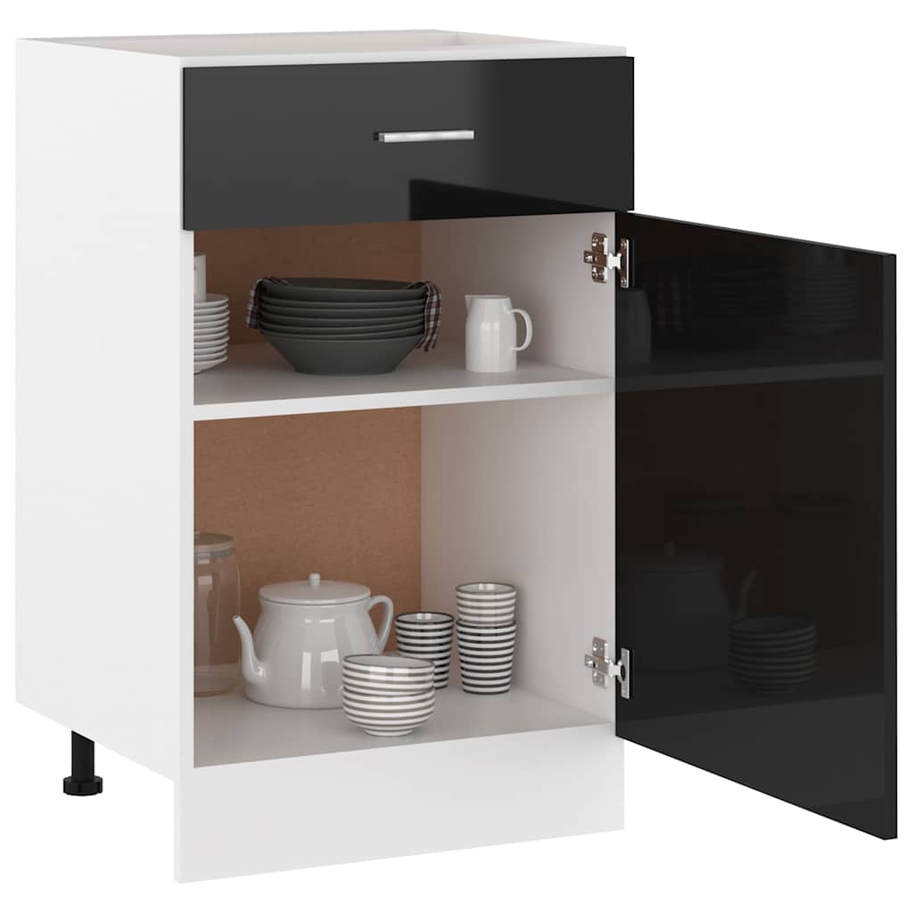 Drawer Bottom Cabinet Lyon High Gloss Black 50x46x81.5 cm Engineered Wood