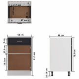 Drawer Bottom Cabinet Lyon High Gloss Black 50x46x81.5 cm Engineered Wood