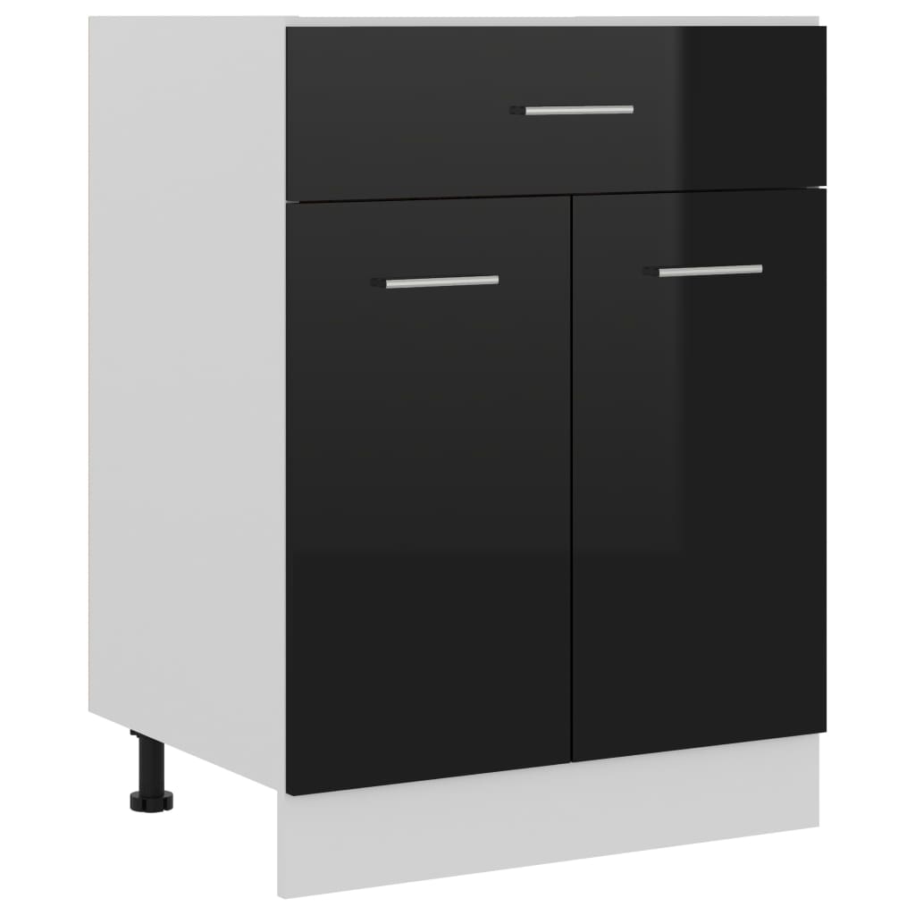 Drawer Bottom Cabinet Lyon High Gloss Black 60x46x81.5 cm Engineered Wood
