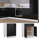Drawer Bottom Cabinet Lyon High Gloss Black 60x46x81.5 cm Engineered Wood - Front View