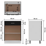 Drawer Bottom Cabinet Lyon High Gloss Black 60x46x81.5 cm Engineered Wood