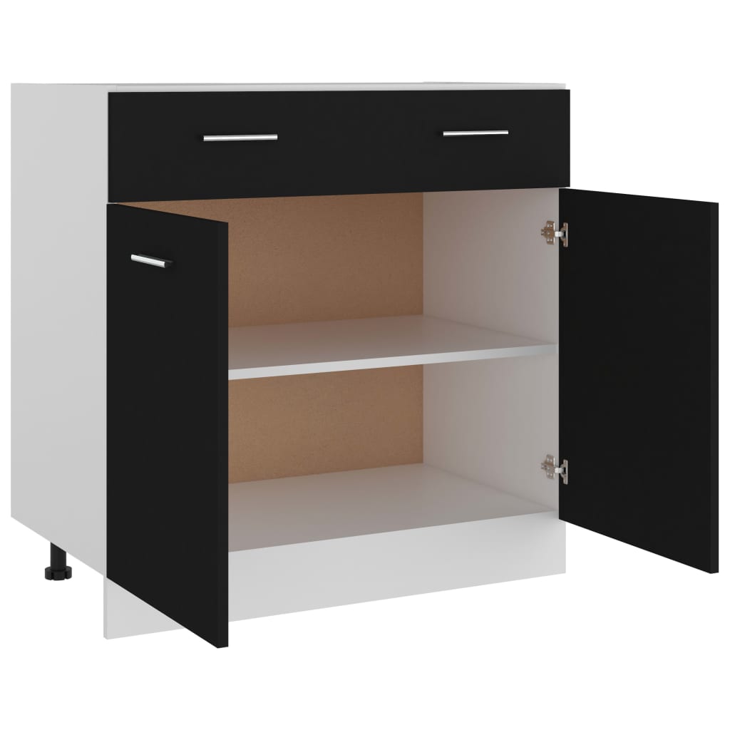 Drawer Bottom Cabinet Lyon Black 80x46x81.5 cm Engineered Wood