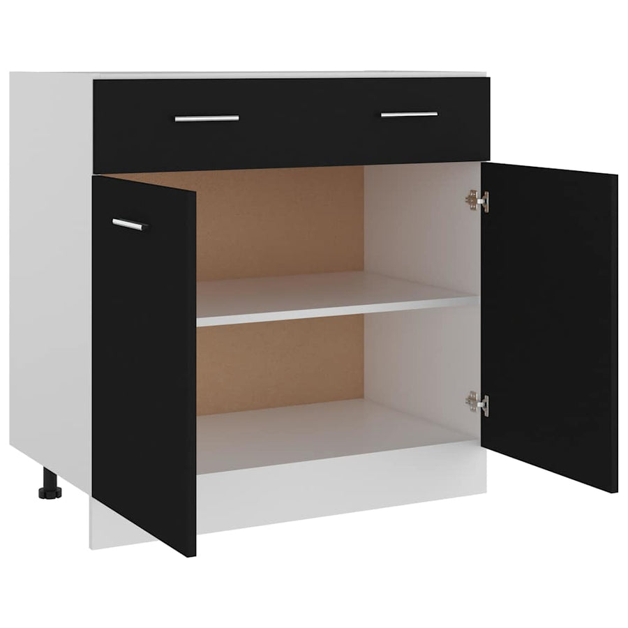 Drawer Bottom Cabinet Lyon Black 80x46x81.5 cm Engineered Wood