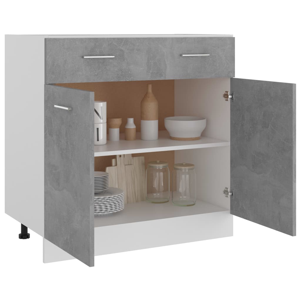 Drawer Bottom Cabinet Concrete Grey 80x46x81.5 cm Engineered Wood