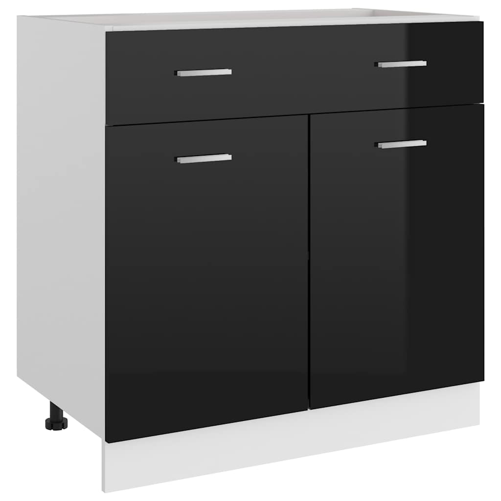 Drawer Bottom Cabinet Lyon High Gloss Black 80x46x81.5 cm Engineered Wood
