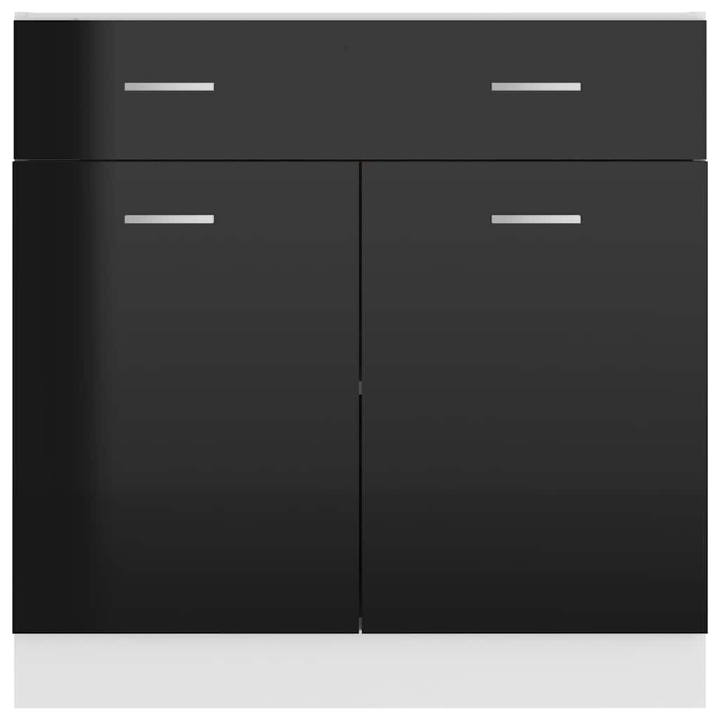 Drawer Bottom Cabinet Lyon High Gloss Black 80x46x81.5 cm Engineered Wood