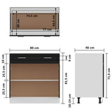 Drawer Bottom Cabinet Lyon High Gloss Black 80x46x81.5 cm Engineered Wood