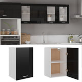 Hanging Cabinet Lyon High Gloss Black 39.5x31x60 cm Engineered Wood - Front View
