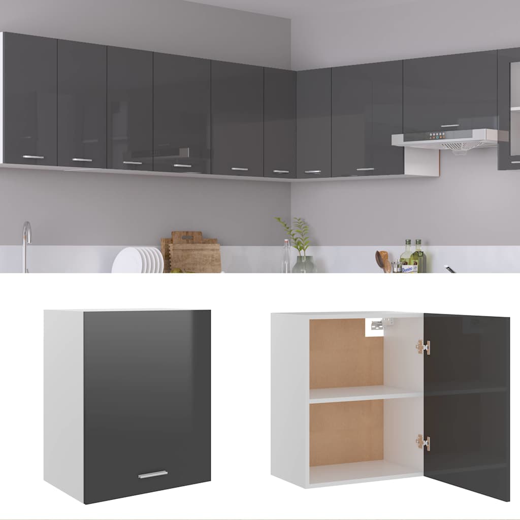 Hanging Cabinet Lyon High Gloss Grey 50x31x60 cm Engineered Wood