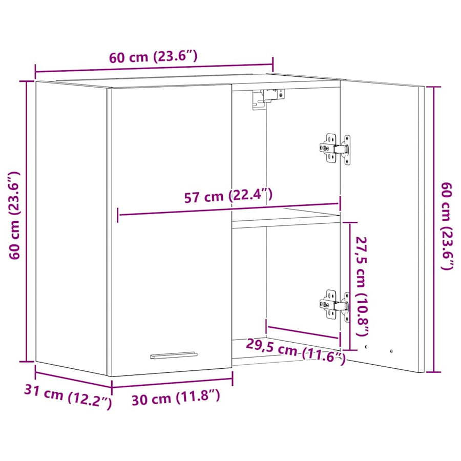 Hanging Cabinet Lyon High Gloss Black 60x31x60 cm Engineered Wood
