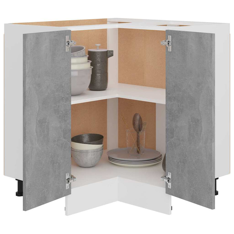 Corner Bottom Cabinet "Lyon" Concrete Grey 75.5x75.5x81.5 cm
