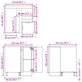 Corner Bottom Cabinet Lyon Concrete Grey 75.5x75.5x81.5 cm Engineered Wood