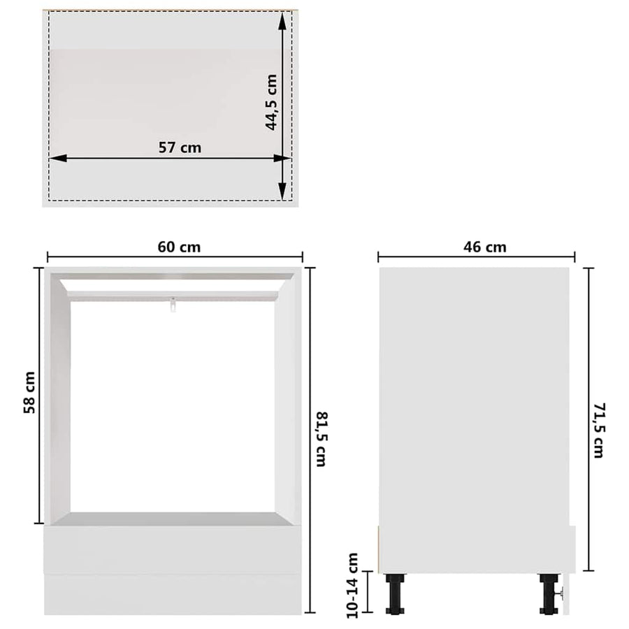 Oven Cabinet Lyon White 60x46x81.5 cm Engineered Wood
