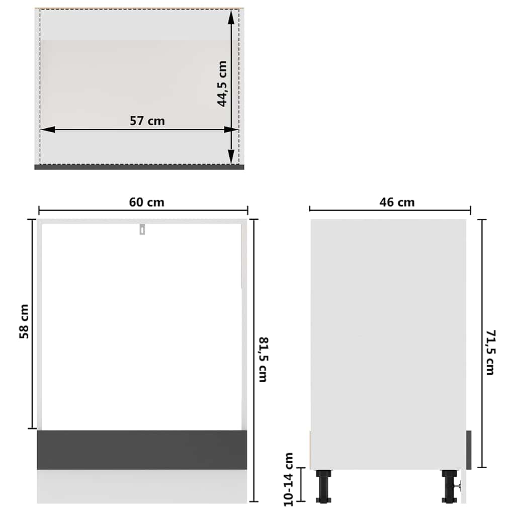 Oven Cabinet Lyon Grey 60x46x81.5 cm Engineered Wood