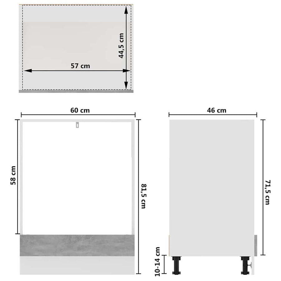 Oven Cabinet Lyon Concrete Grey 60x46x81.5 cm Engineered Wood